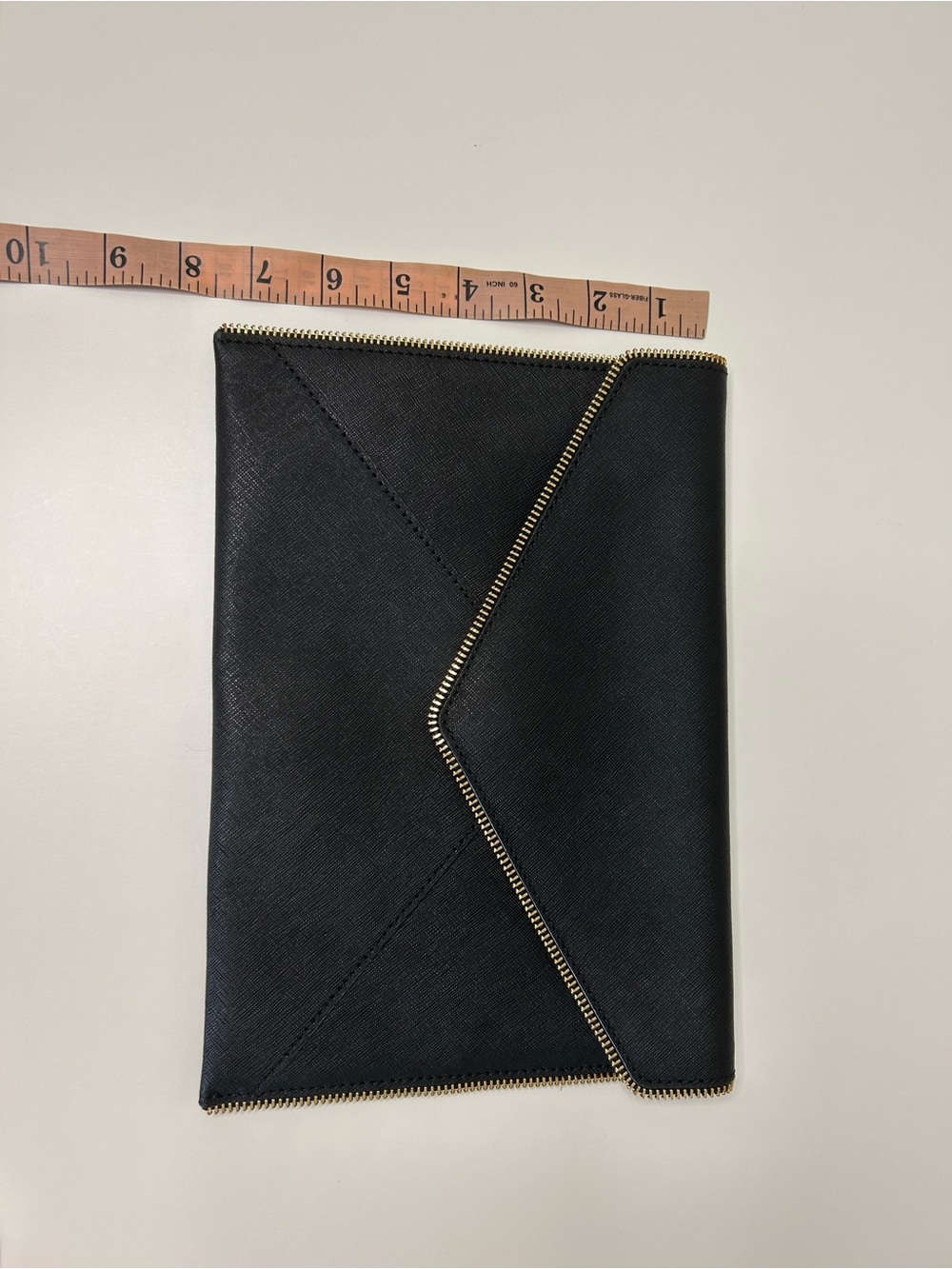 REBECCA MINKOFF Black Envelope Clutch with Gold‎ Trim Evening Bag - Picture 7 of 7